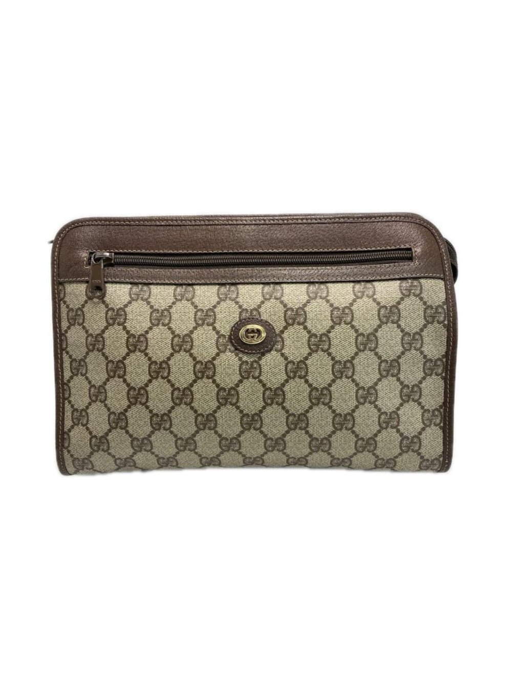 Gucci GG Clutch Brown Beige Leather